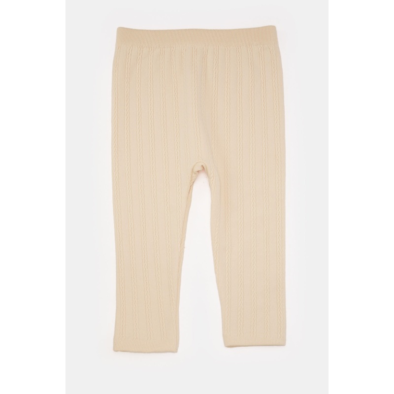 Infant Girls Beige Cable Knit Leggings