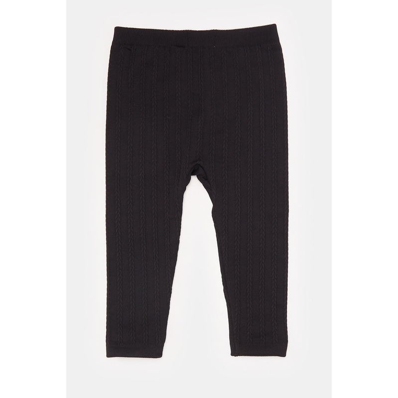 Infant Girls Black Cable Knitted Leggings