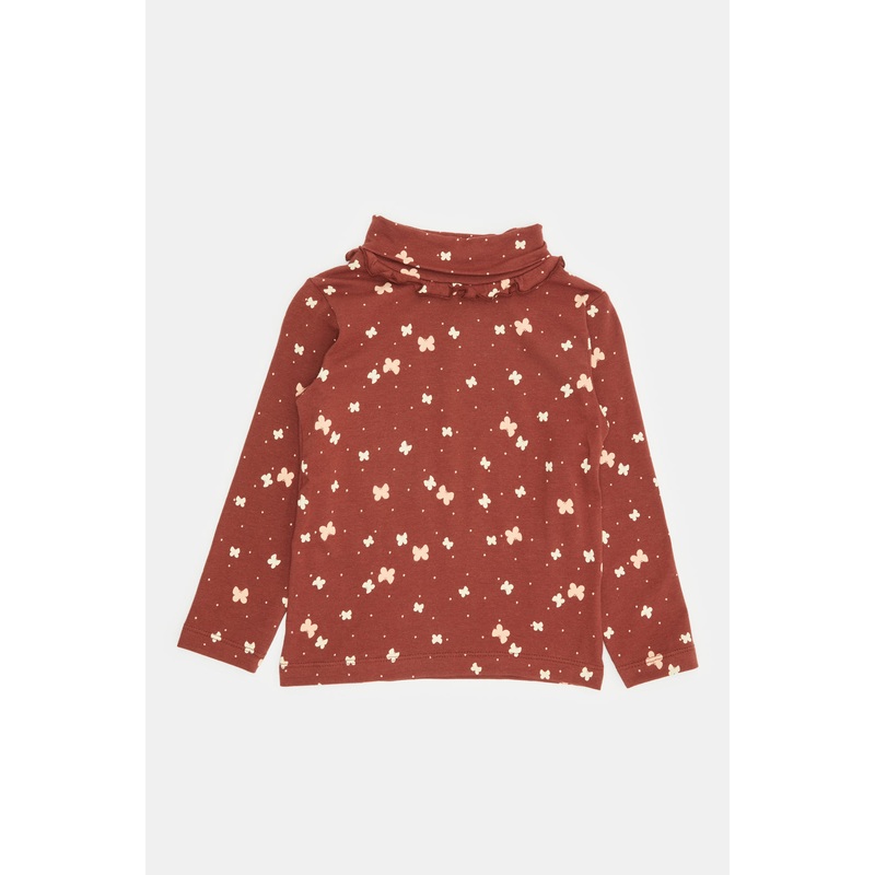 Infant Girls Pink And Burgundy All Over Print Casual T-Shirt Set Of (2 Piece)