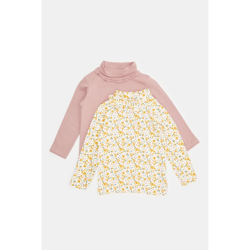 Infant Girls Pink And Ivory Floral All Over Print Casual T-Shirt Set Of (2 Piece)