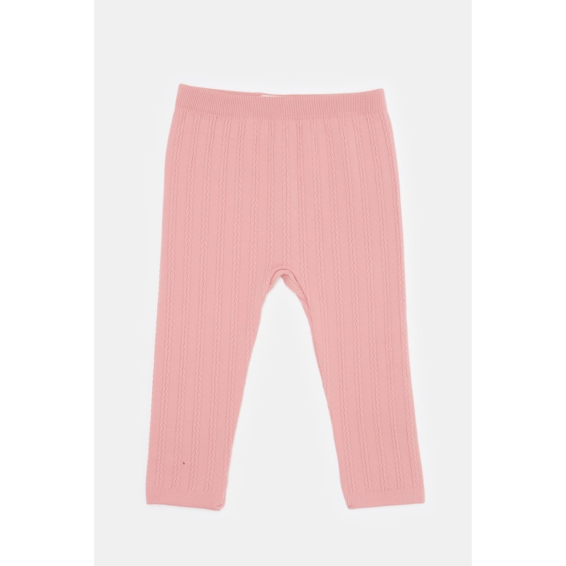 Infant Girls Pink Cable Knitted Leggings