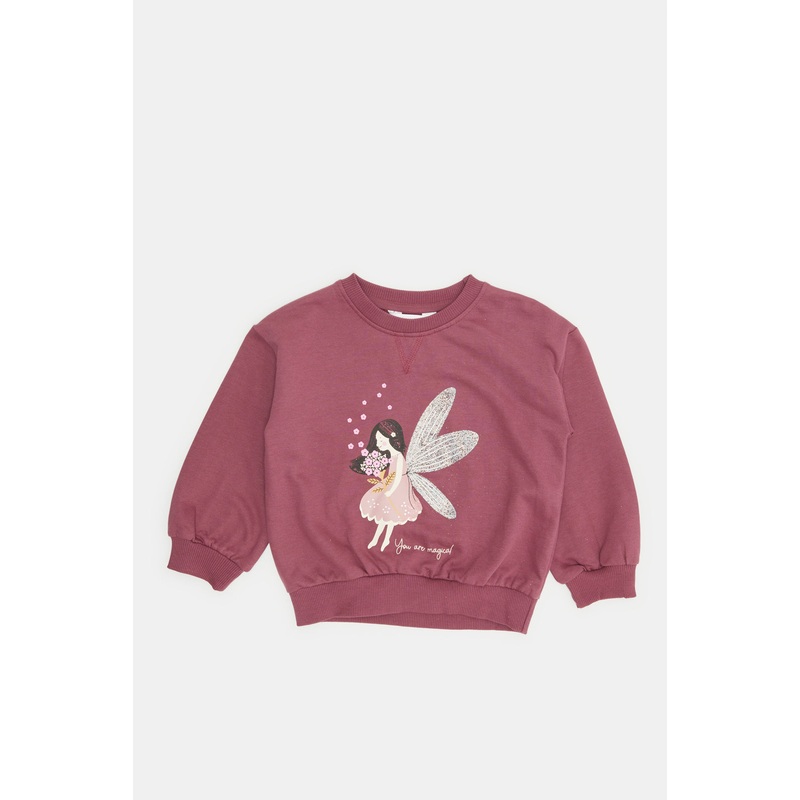 Infant Girls Purple Printed Sweatshirt