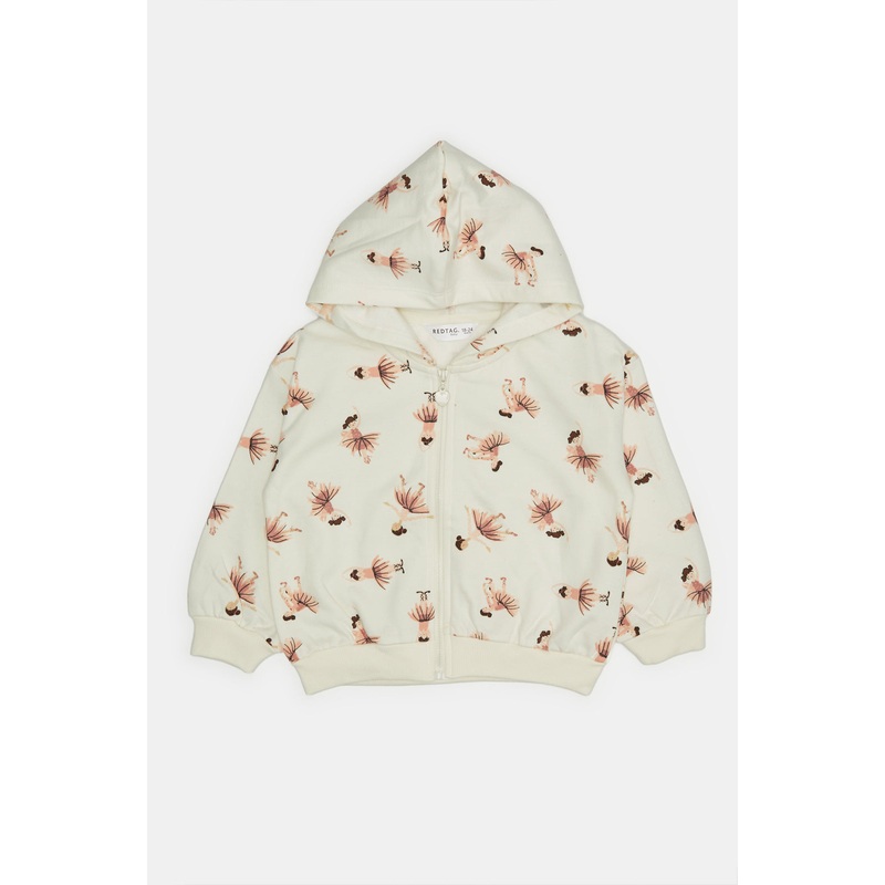 Infant Girls White Printed Sweatshirt