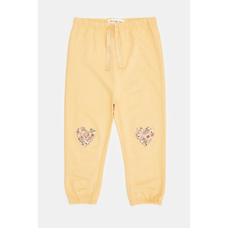 Infant Girls Yellow Printed Active Pants