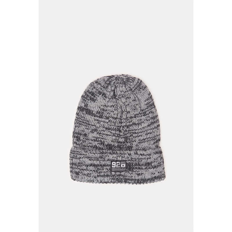 Men Grey Printed Knitted Cap