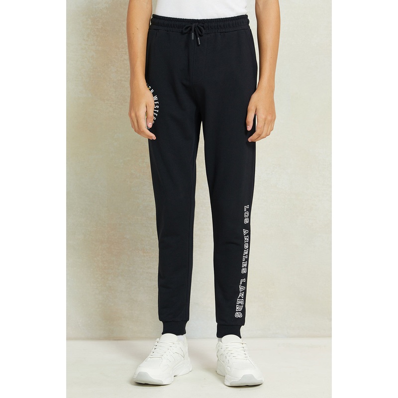 Senior Boys Black Lakers Printed Active Pants