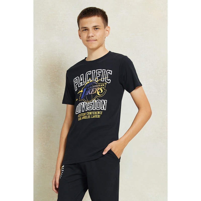 Senior Boys Black Lakers Printed T-Shirt