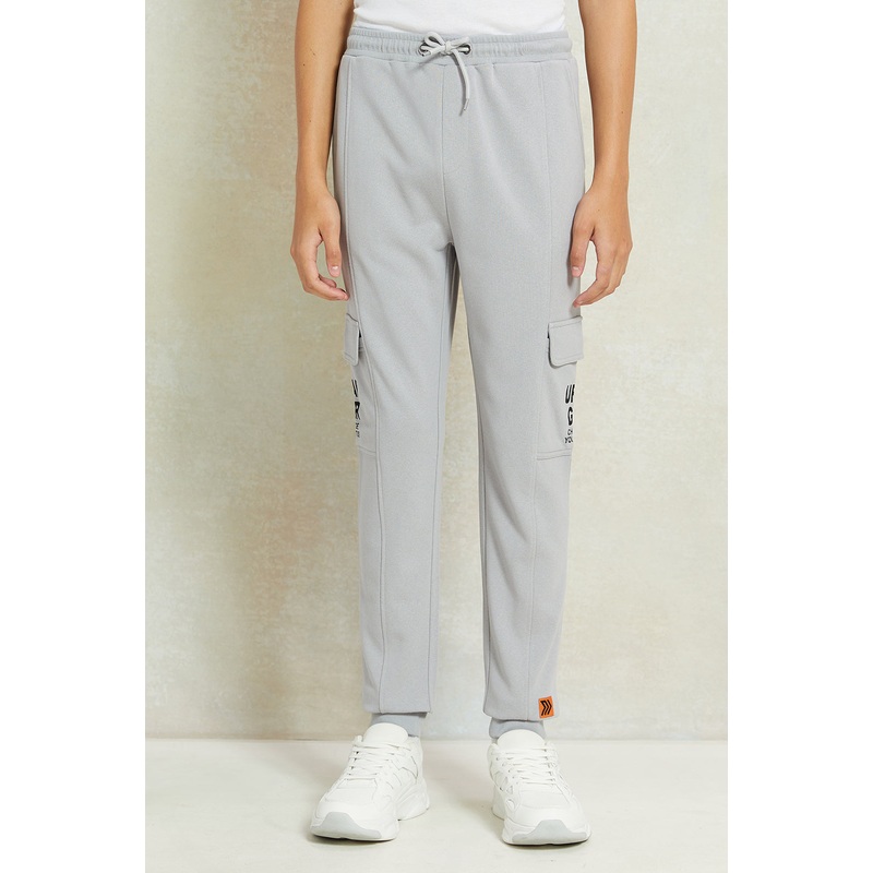 Senior Boys Grey Printed Cargo Active Pants