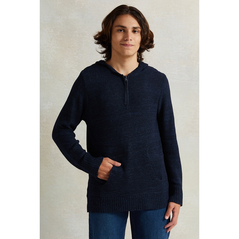 Senior Boys Navy Hooded Sweater