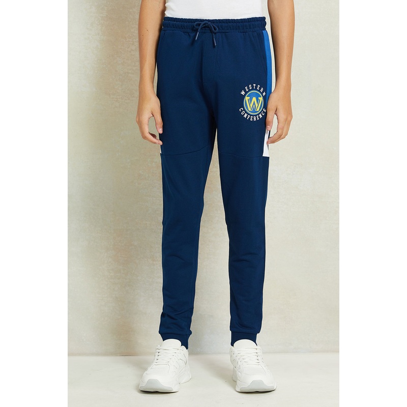 Senior Boys Navy Printed Active Pants