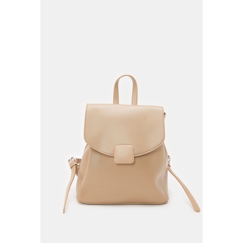 Women Beige Solid Backpack