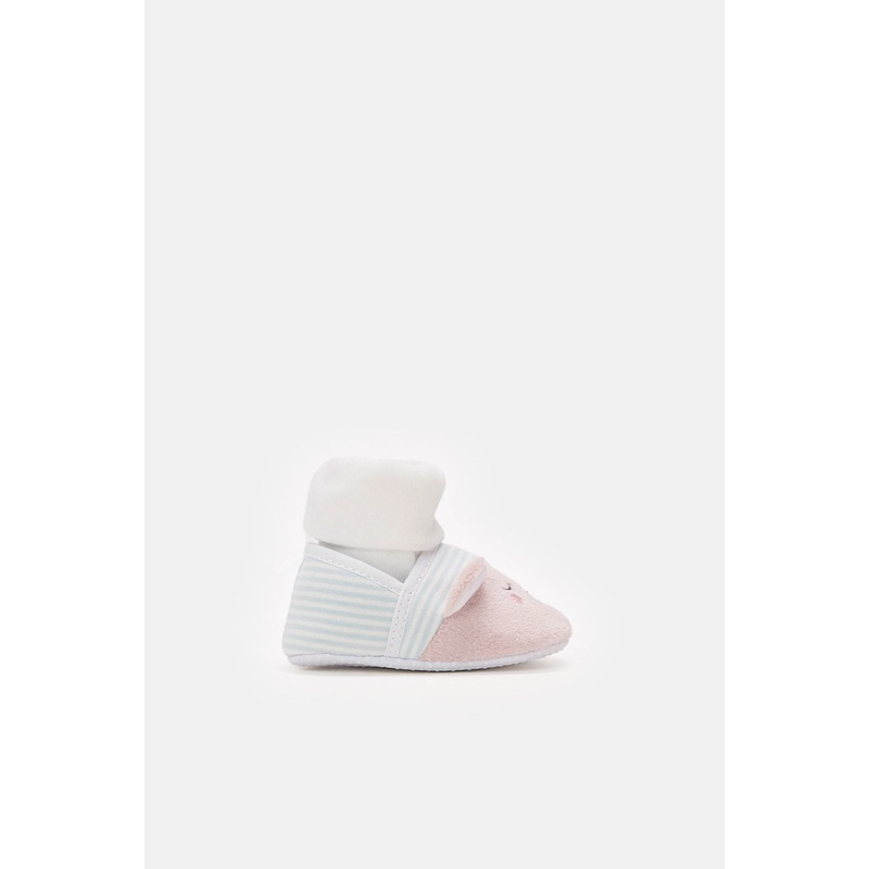 Babies White And Pink Bear Bootie