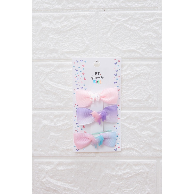 Girls Assorted Bow Hair Clip Set (Pack of 3)