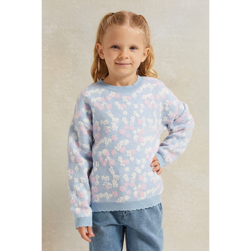 Girls Blue Knitted Pullover|2-3 Years|3-4 Years|4-5 Years|5-6 Years|6-7 Years|7-8 Years