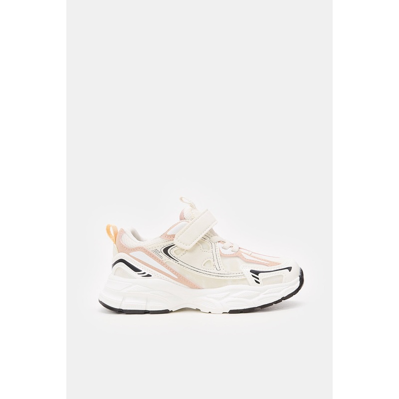 Girls Cream Velcro Chunky Trainer