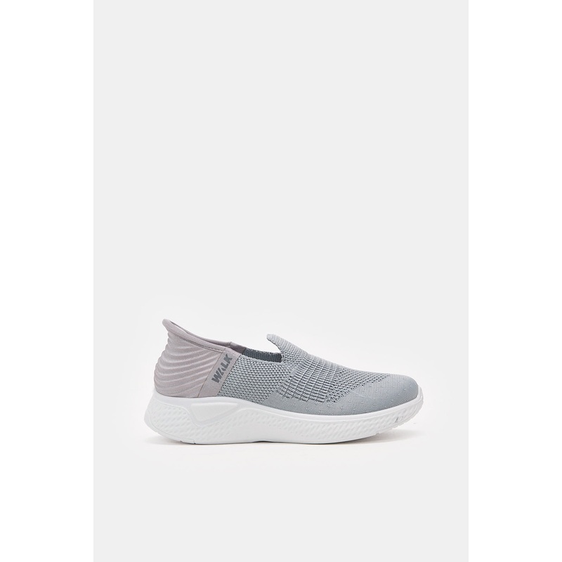 Girls Grey Textured Slip-On Sneakers