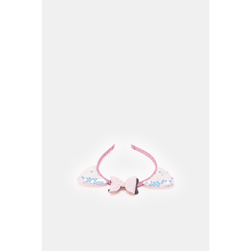 Girls Pink Bow Embellished Headband