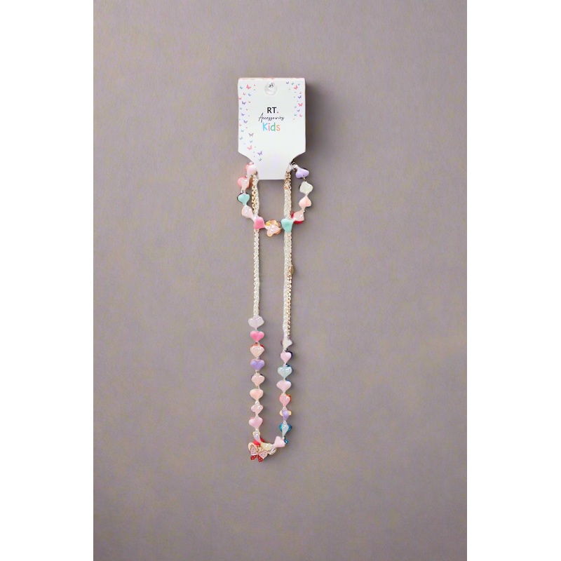 Girls White Necklace And Bracelet Set (2 Piece)
