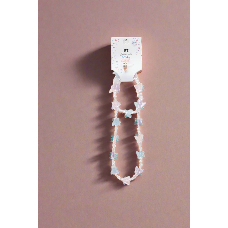 Girls White Necklace And Bracelet Set (3 Piece)