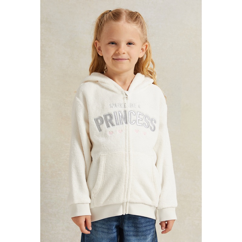 Girls White Princess Embellished Sweatshirt