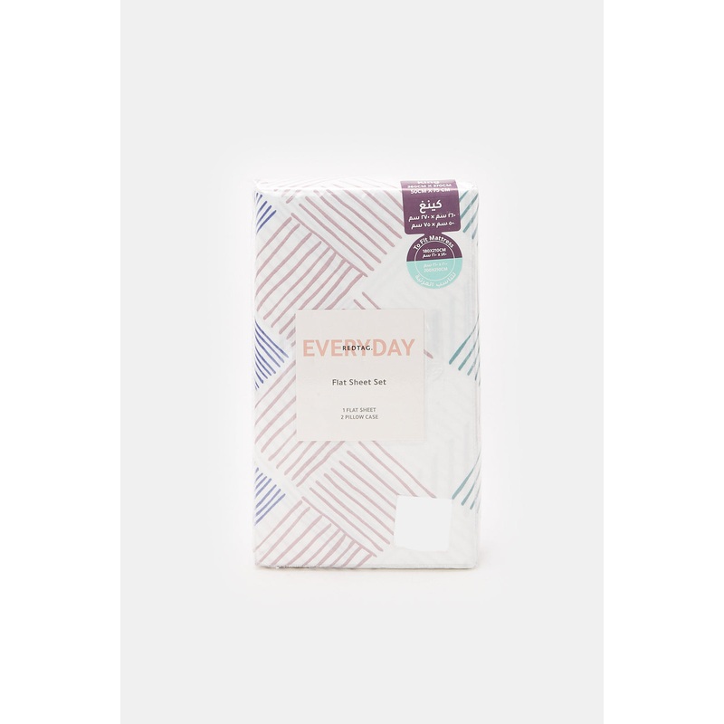 Grey Geometric Printed Flat Sheet (King Size)