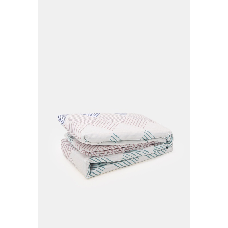 Grey Geometric Printed Flat Sheet (Single Size)