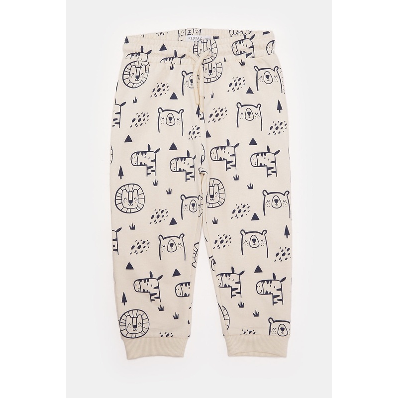 Infant Boys Beige Printed Active Pants