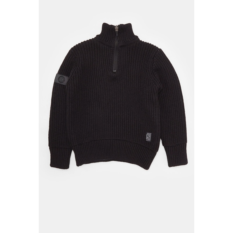 Infant Boys Black Half Zipper High Neck Pullover