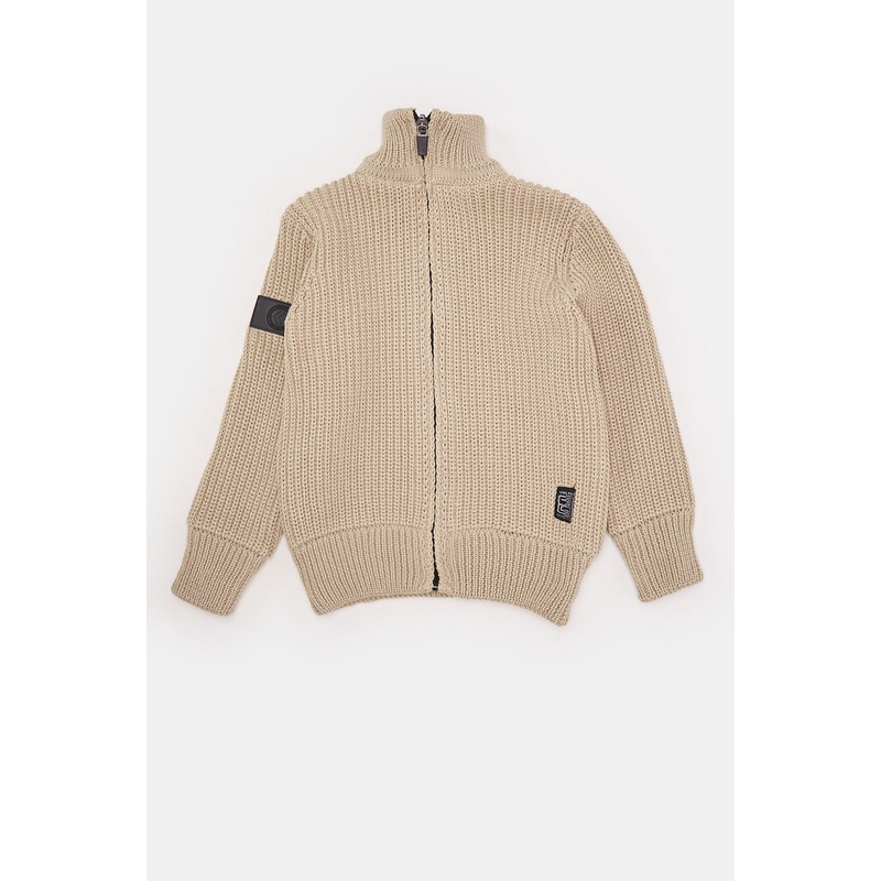 Infant Boys Brown Zip Through High Neck Pullover