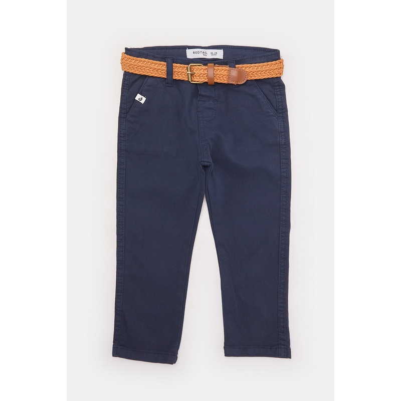 Infant Boys Navy Dobby Belted Chino