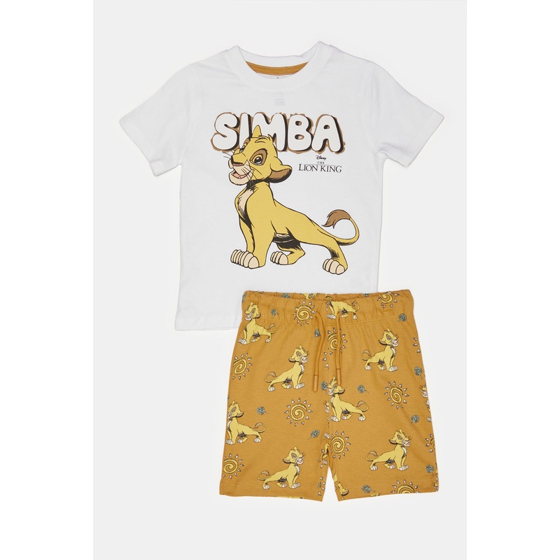 Infant Boys White And Brown Simba Pyjama Set (2 Piece)