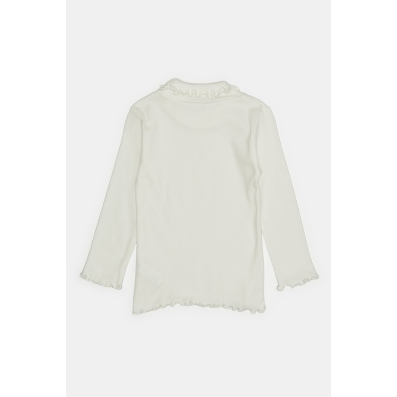 Infant Girls Ivory Ribbed High Neck T-Shirt