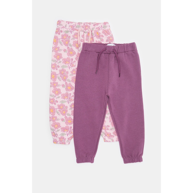 Infant Girls Pink Floral And Solid  Mauve Active Pants