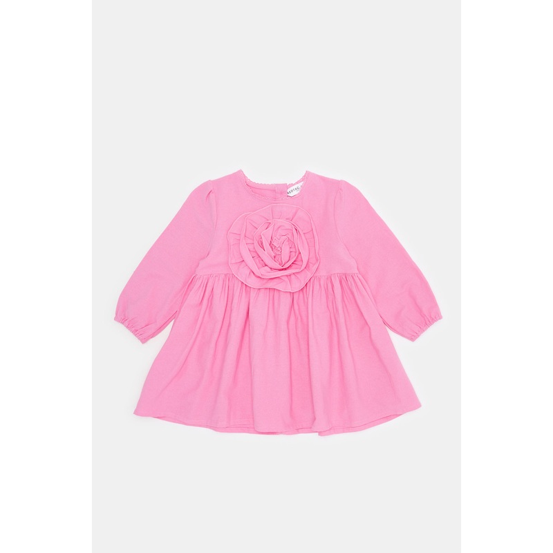 Infant Girls Pink Flower Embellished Dress