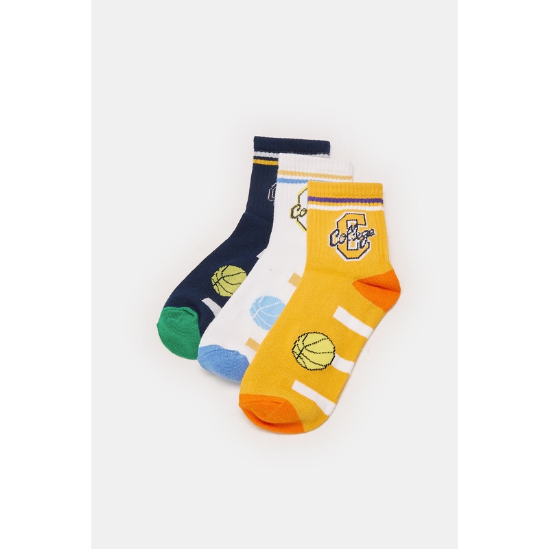 Senior Boys Assorted Printed Socks Set (3 Pairs)