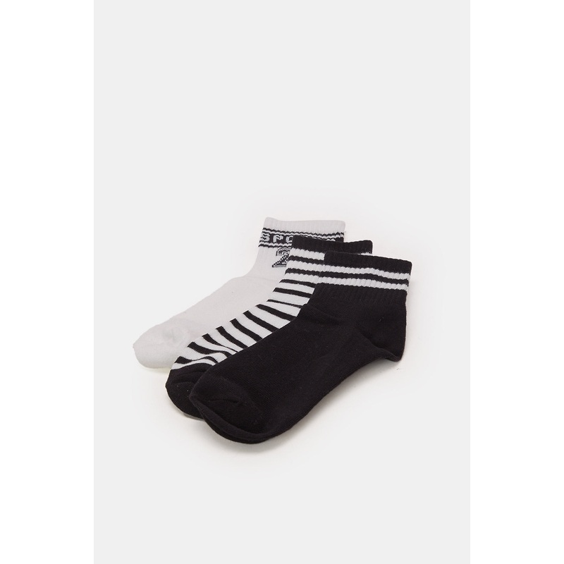 Senior Boys Black And White Socks Set (3 Pairs)