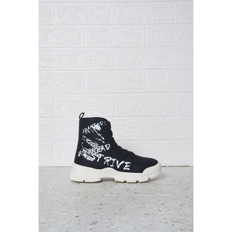 Senior Girls Black High-Top Sneakers