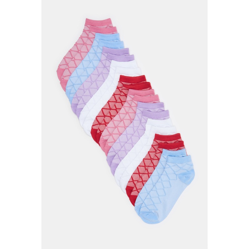 Women Assorted Textured Ankle Socks (10 Pairs)
