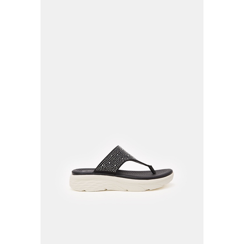 Women Black Embellished Comfort Sandal