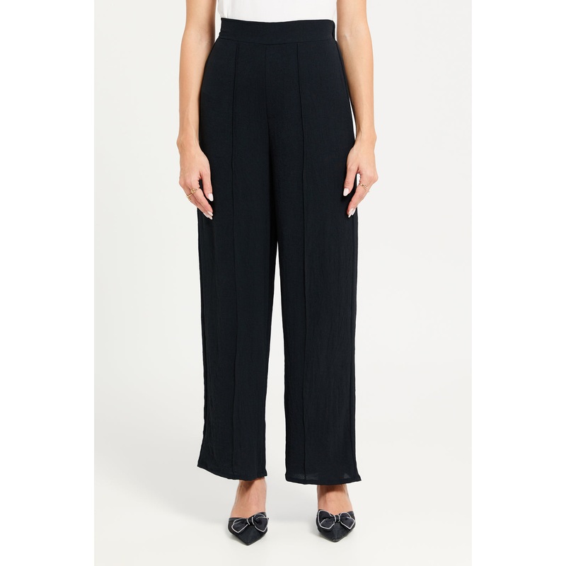 Women Black Straight Fit Trousers