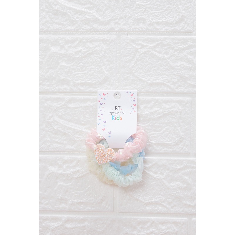 Girls Assorted Embellished Scrunchy Set (3 Piece)