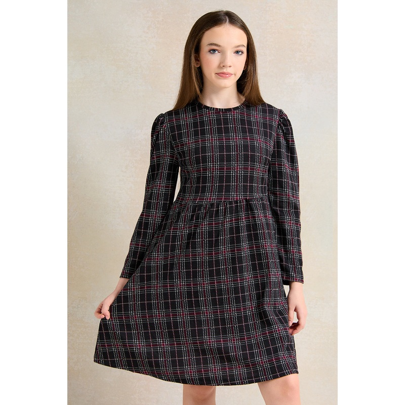Girls Navy Tweeds Skater Dress