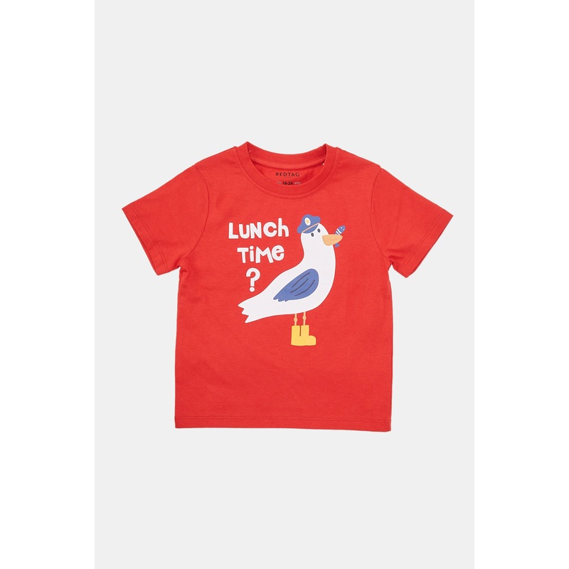 Infant Boys Red Printed T-Shirt