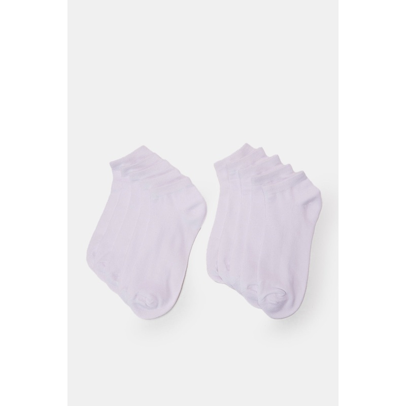 Men White Plain Ankle Socks Set (10 Pairs)