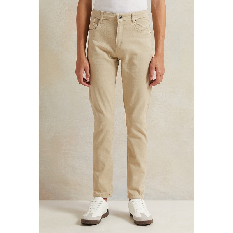 Senior Boys Beige 5 Pocket Jeans