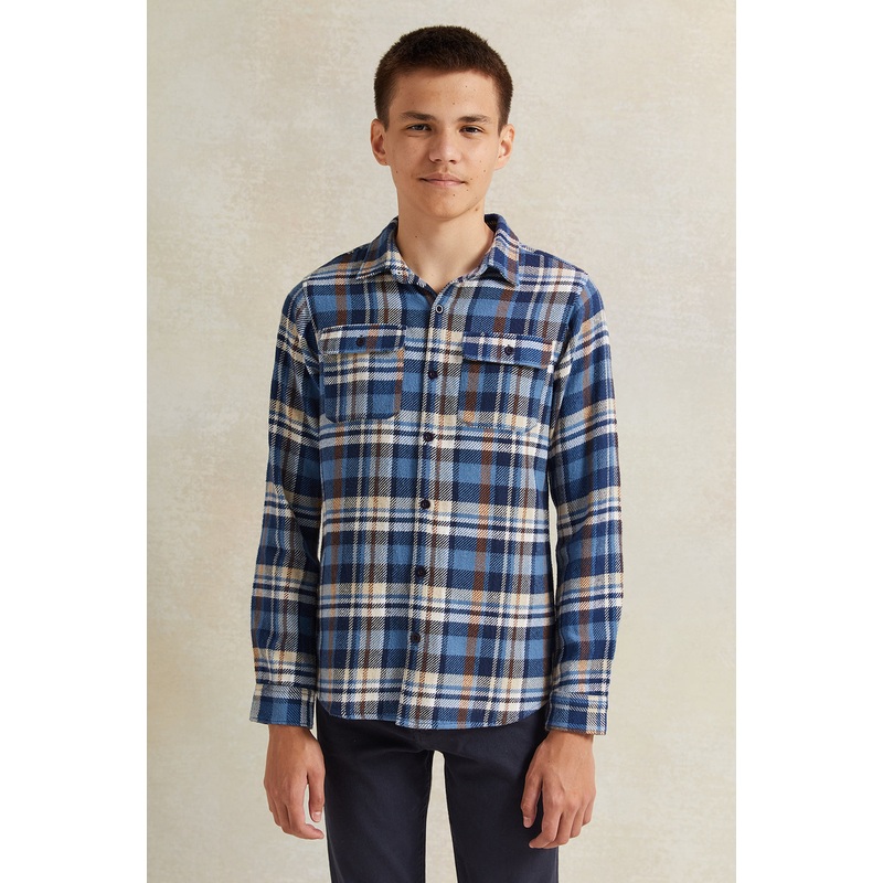 Senior Boys Blue Checkered Shirt