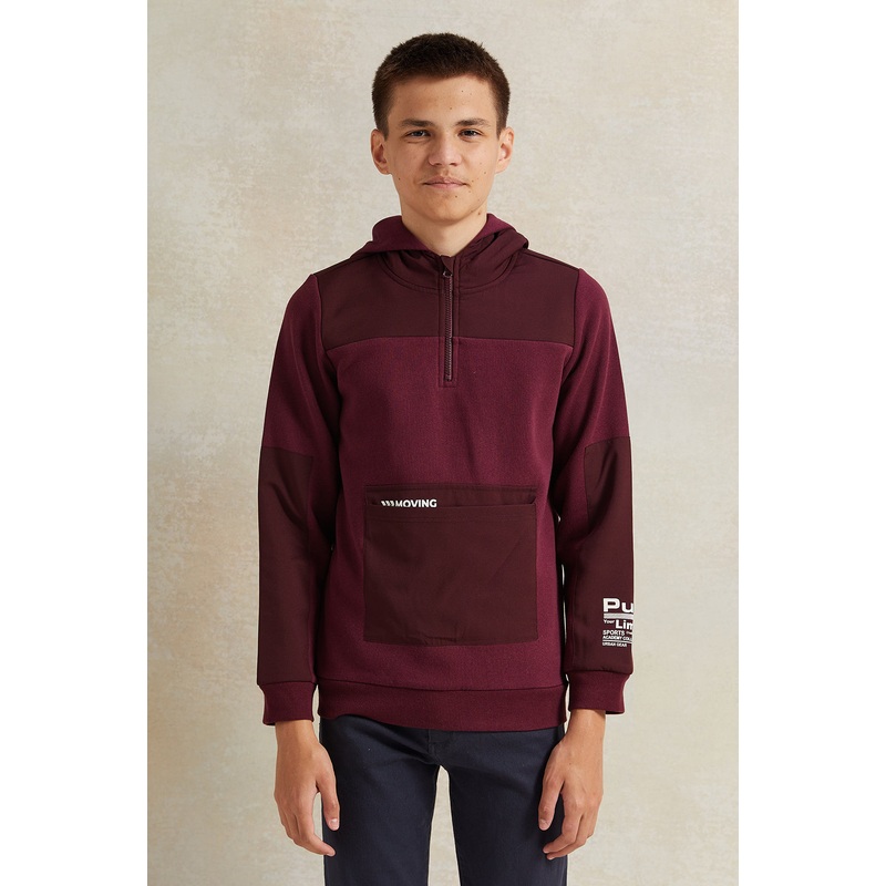 Senior Boys Burgundy Half Zip Sweatshirt