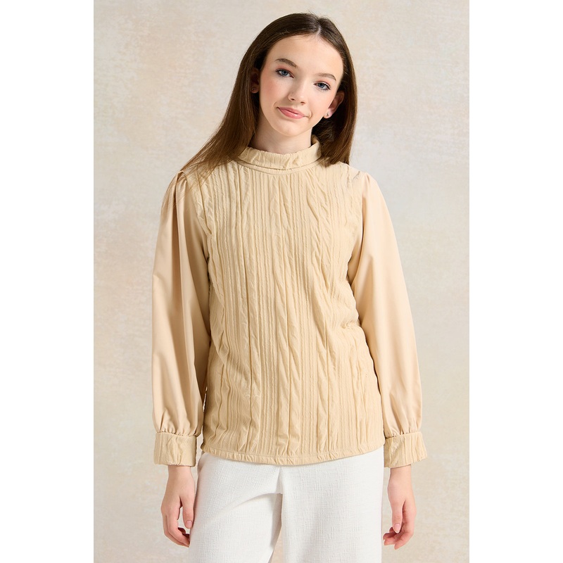 Senior Girls Beige Textured Top