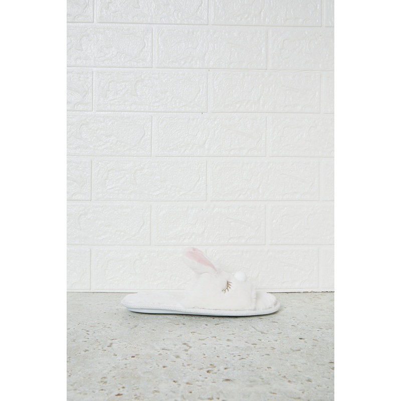 Senior Girls White Bunny Ear Slipper