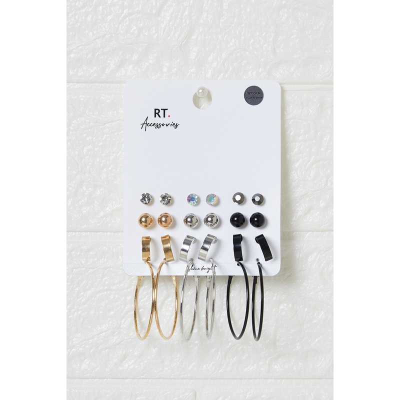 Women Assorted Embellished Earrings Set (12 Pairs)